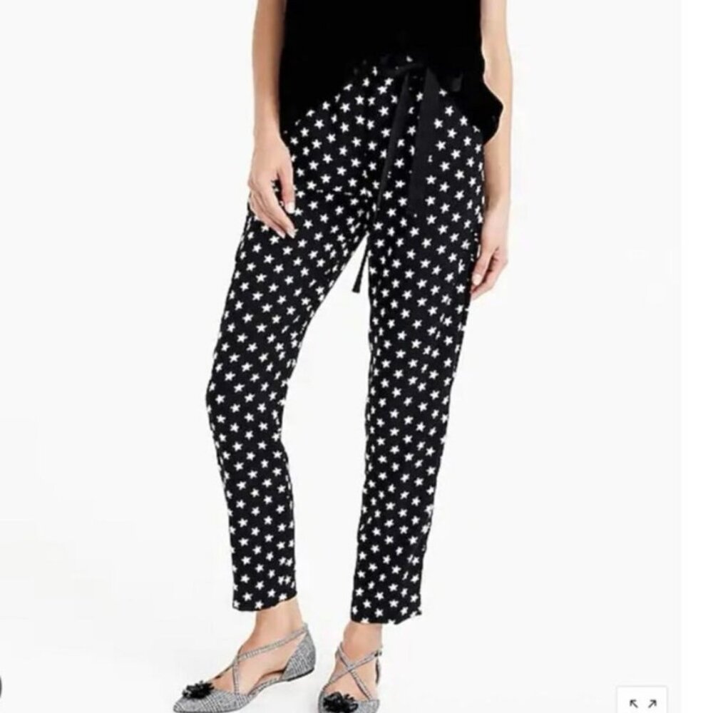 🧡3/15 J. Crew Novelty Star Print Pull On Crepe Ankle Pants Women's Size 2